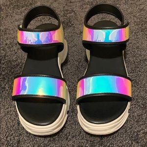 Yoki holographic platform sandals